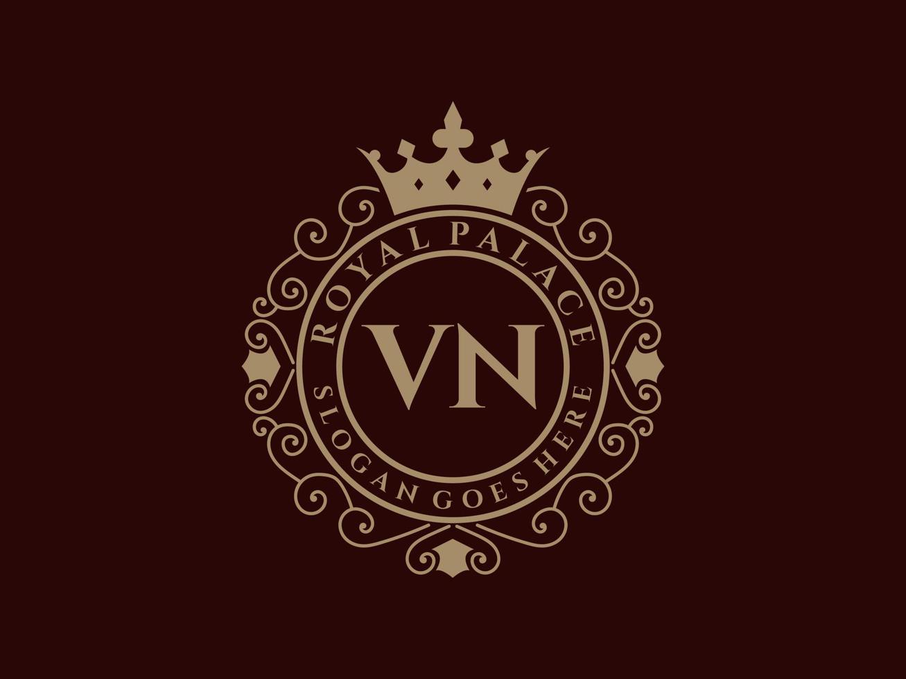 brief vn antiek Koninklijk luxe Victoriaans logo met sier- kader. vector