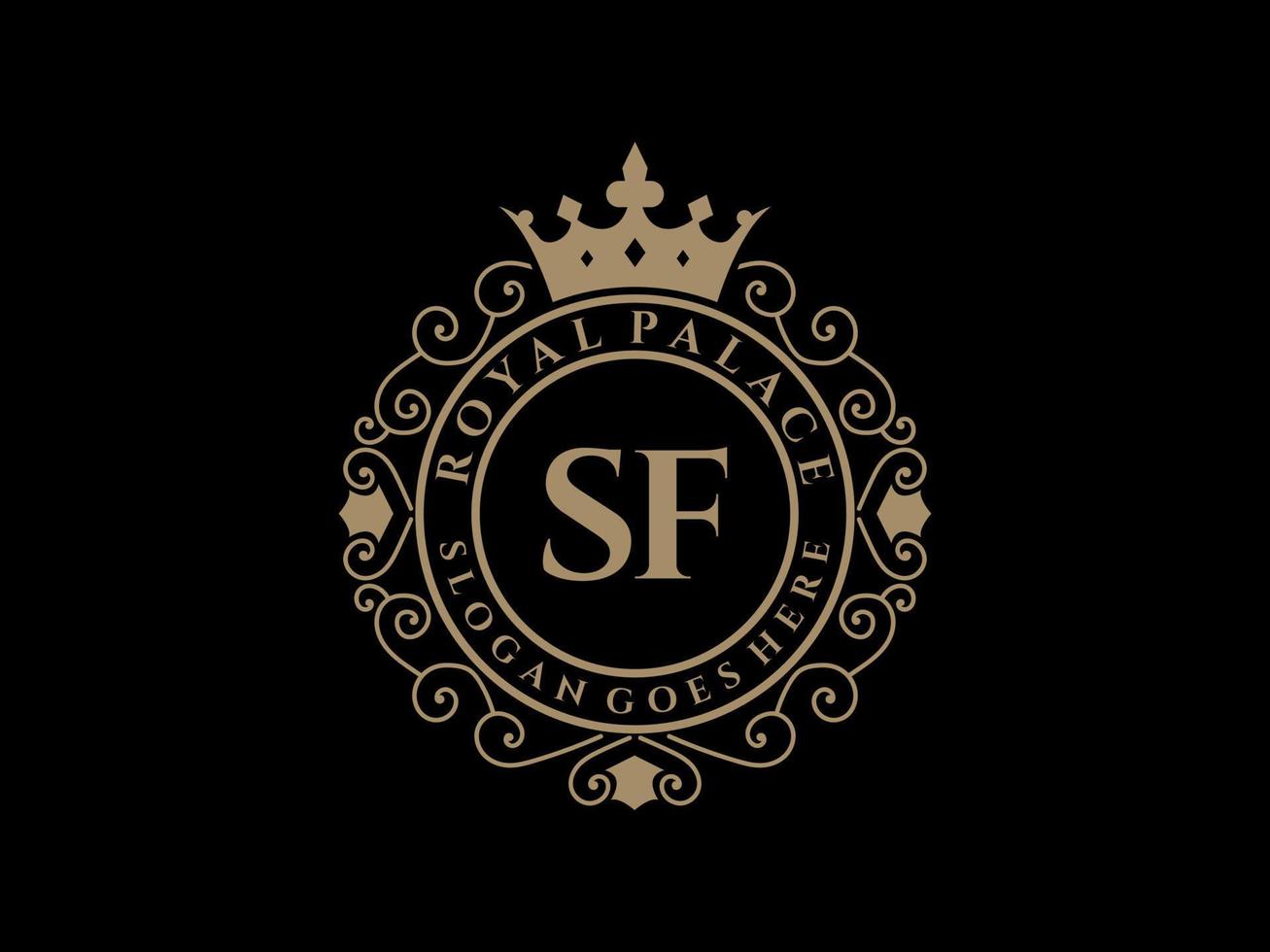 brief sf antiek Koninklijk luxe Victoriaans logo met sier- kader. vector