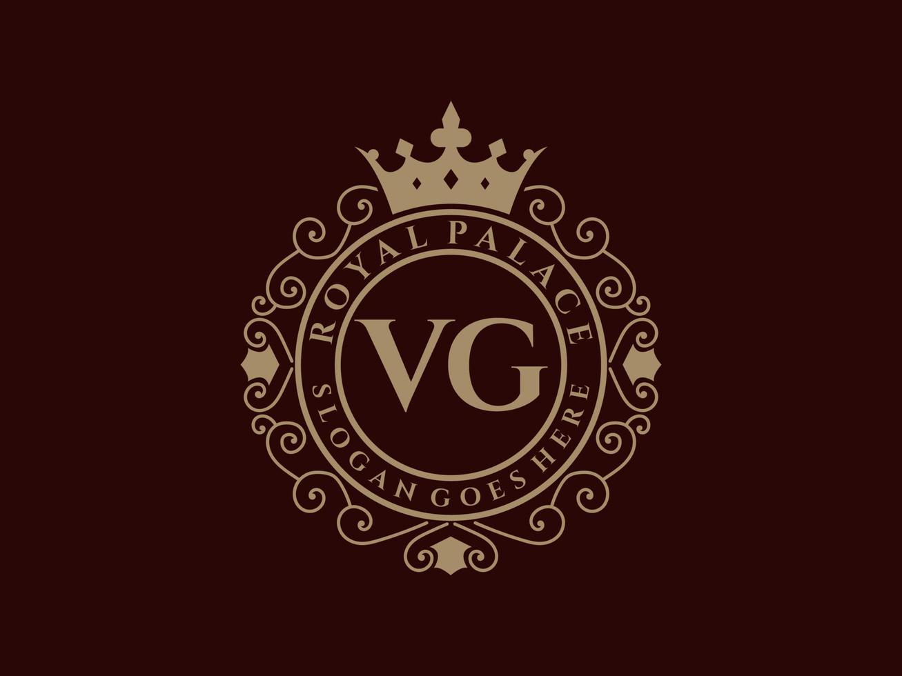 brief vg antiek Koninklijk luxe Victoriaans logo met sier- kader. vector
