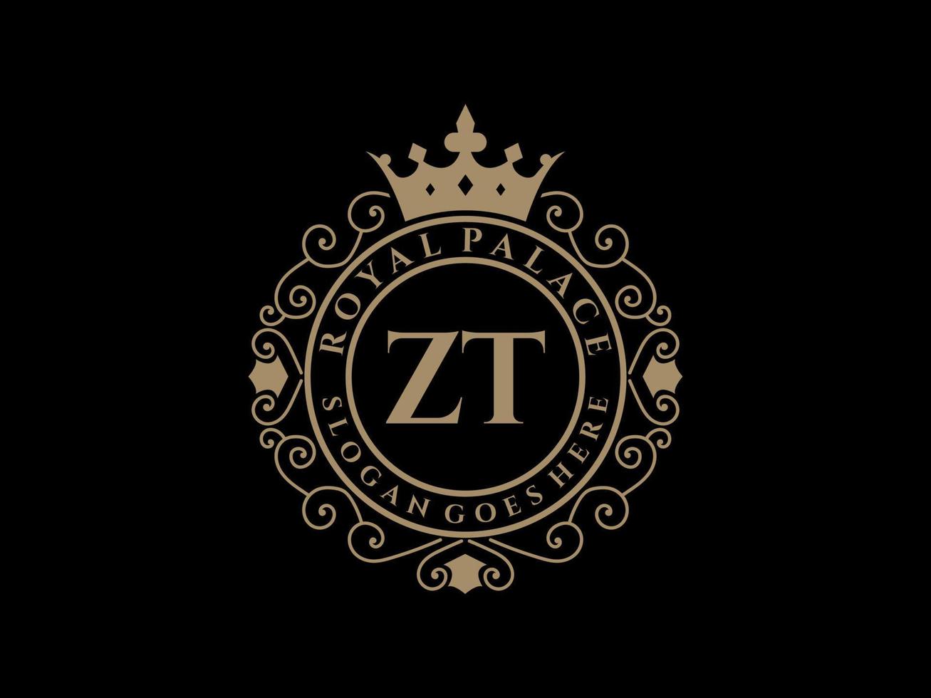 brief zt antiek Koninklijk luxe Victoriaans logo met sier- kader. vector