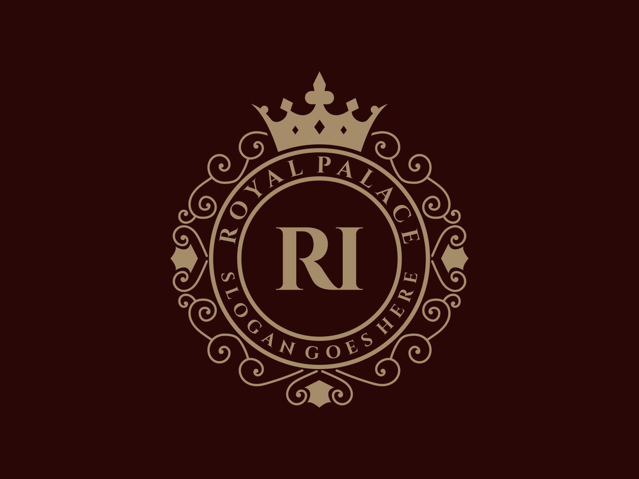 brief ri antiek Koninklijk luxe Victoriaans logo met sier- kader. vector
