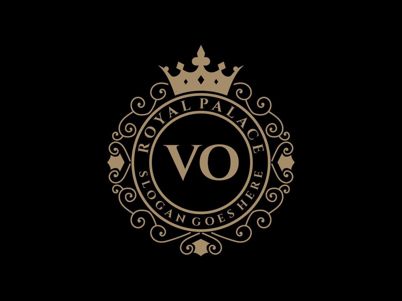 brief vo antiek Koninklijk luxe Victoriaans logo met sier- kader. vector