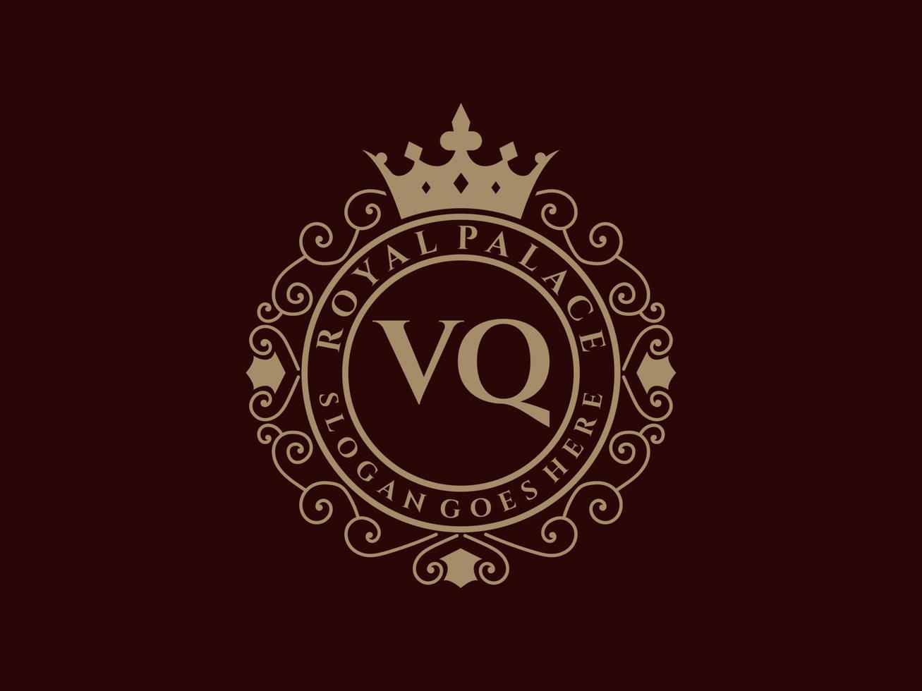 brief vq antiek Koninklijk luxe Victoriaans logo met sier- kader. vector