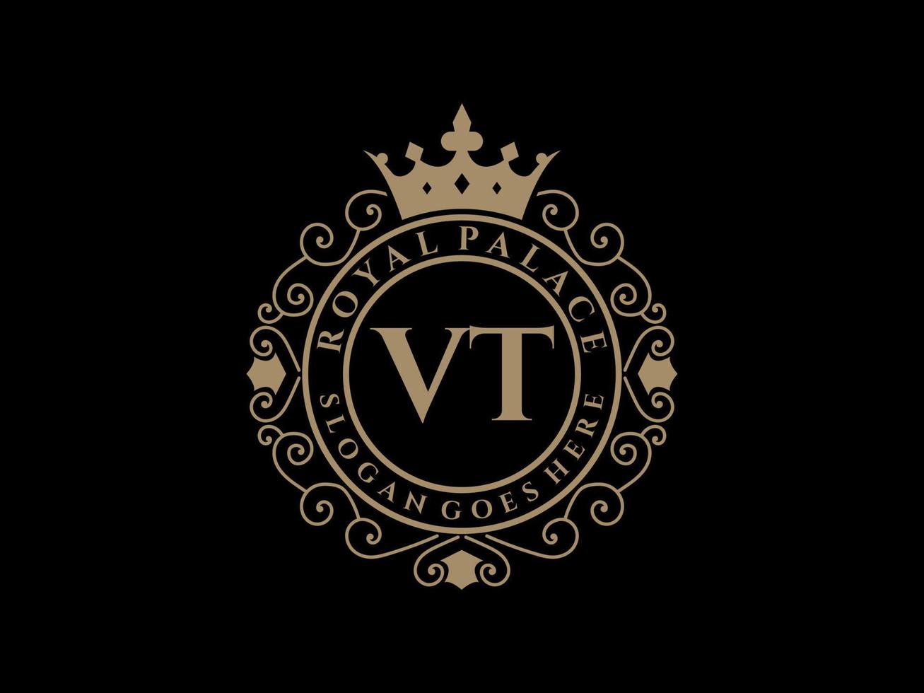 brief ww antiek Koninklijk luxe Victoriaans logo met sier- kader. vector