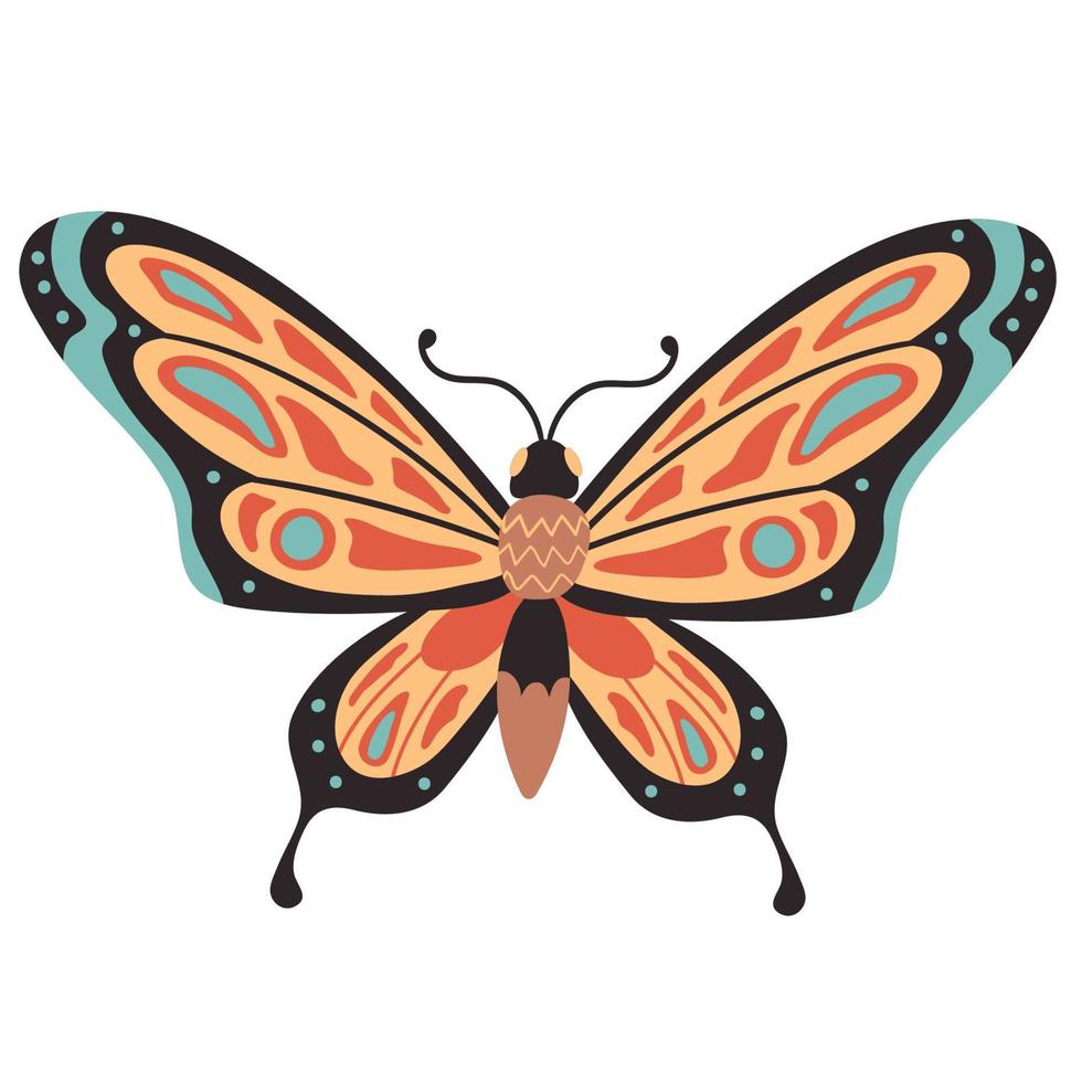oranje vlinder dier silhouet vector