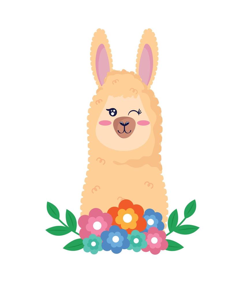 lama met bloemen decoratie vector