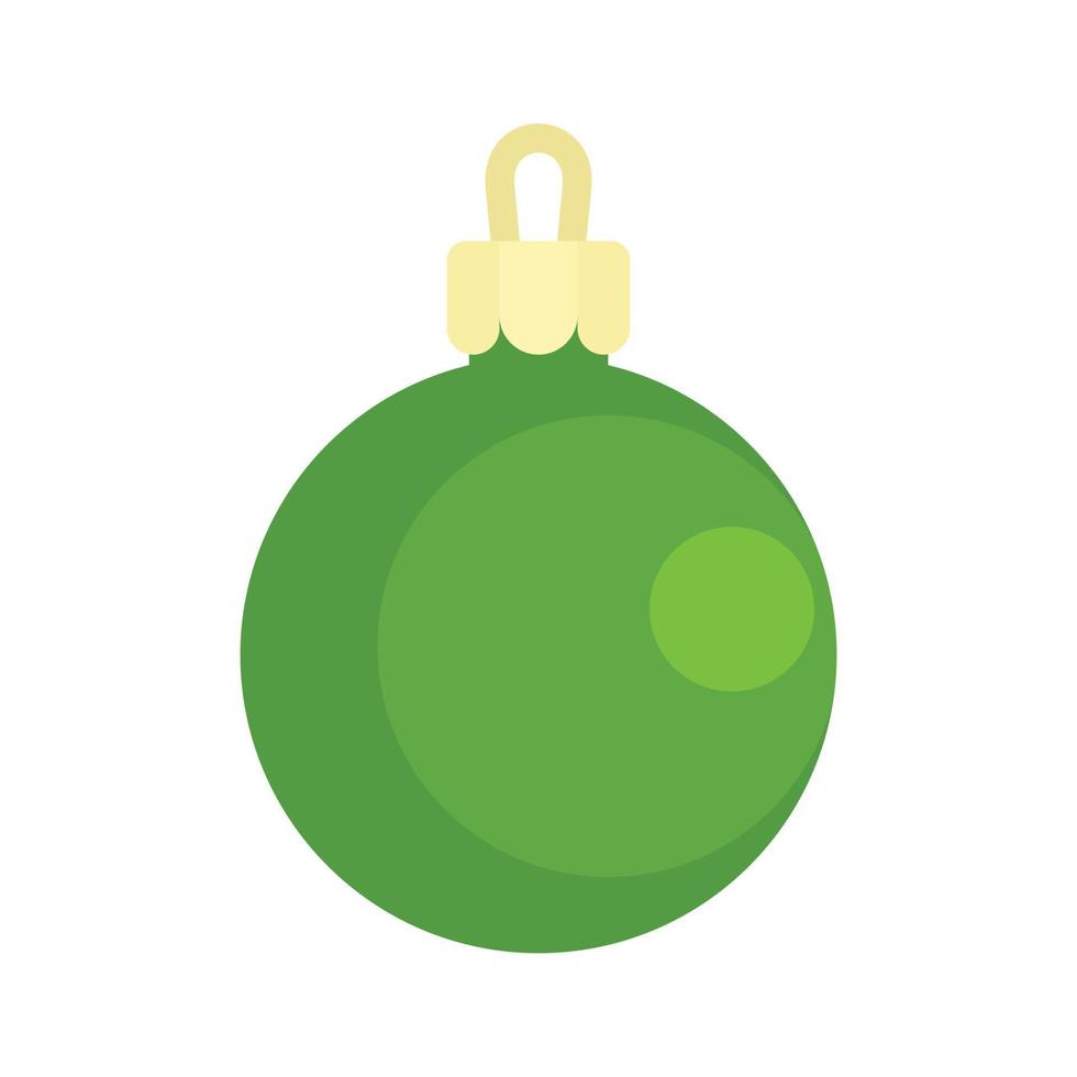 groen bal Kerstmis speelgoed- icoon, vlak stijl vector
