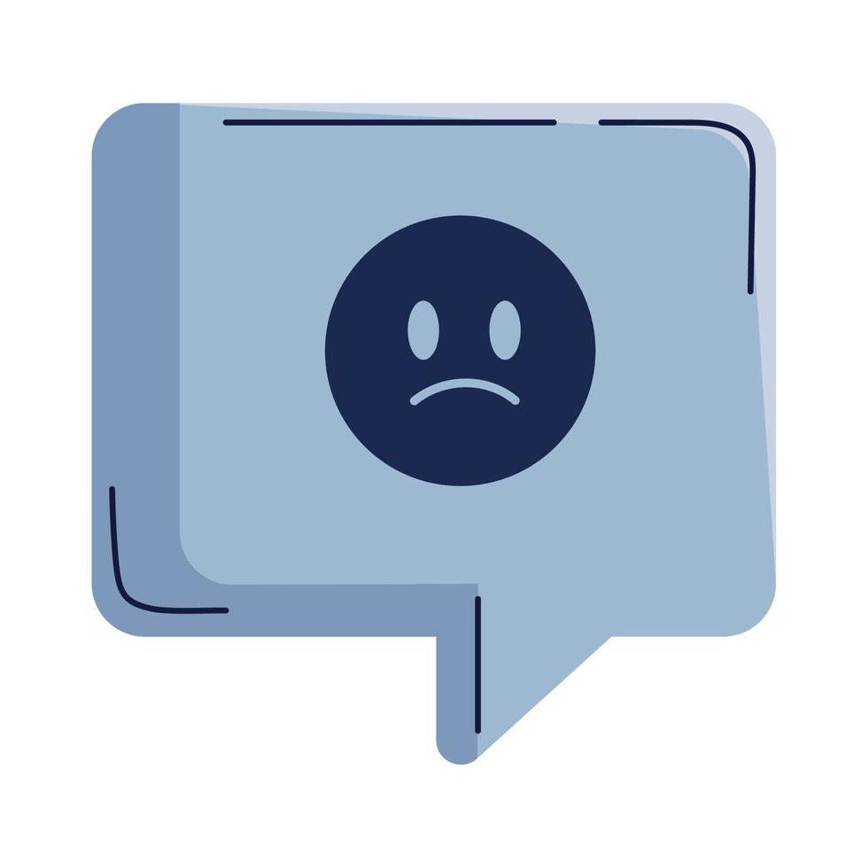 toespraak bubbel met verdrietig emoji vector