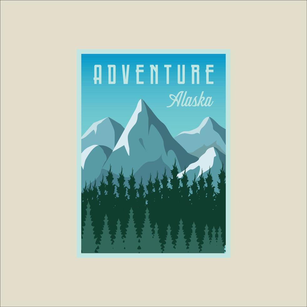 Alaska reizen vector poster illustratie sjabloon grafisch ontwerp. nationaal park van Verenigde staten van Amerika banier voor reizen concept