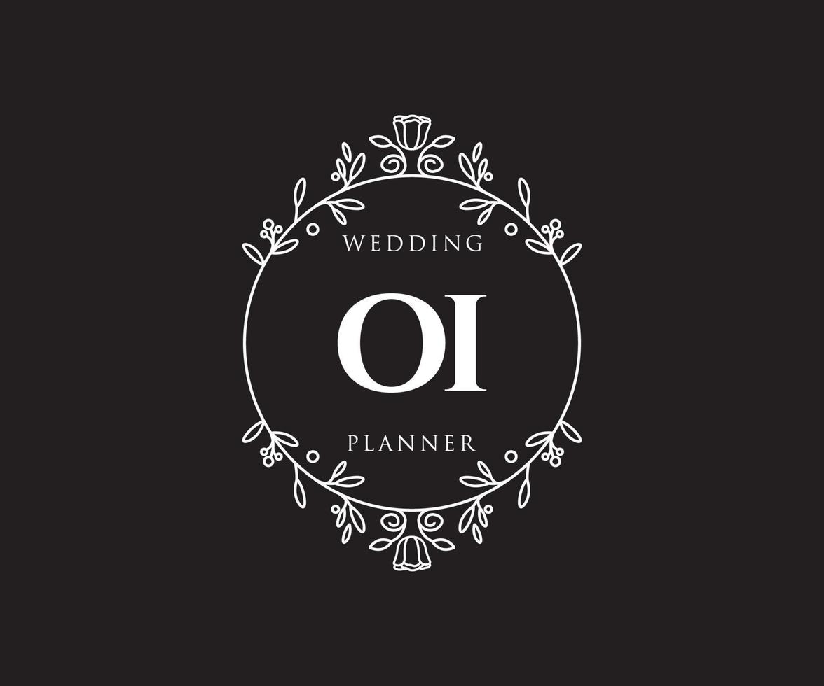 oi initialen brief bruiloft monogram logos verzameling, hand- getrokken modern minimalistisch en bloemen Sjablonen voor uitnodiging kaarten, opslaan de datum, elegant identiteit voor restaurant, boetiek, cafe in vector