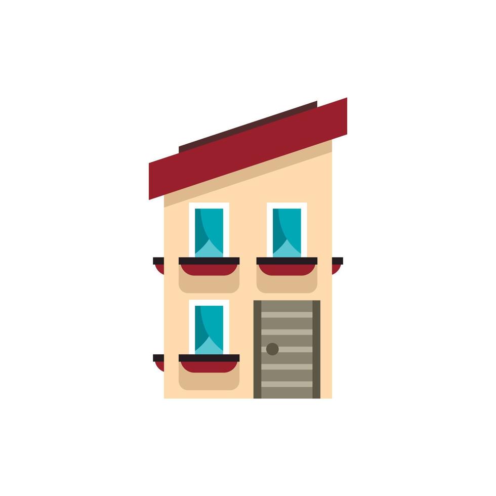 twee verdieping huis met een hellend dak icoon vector