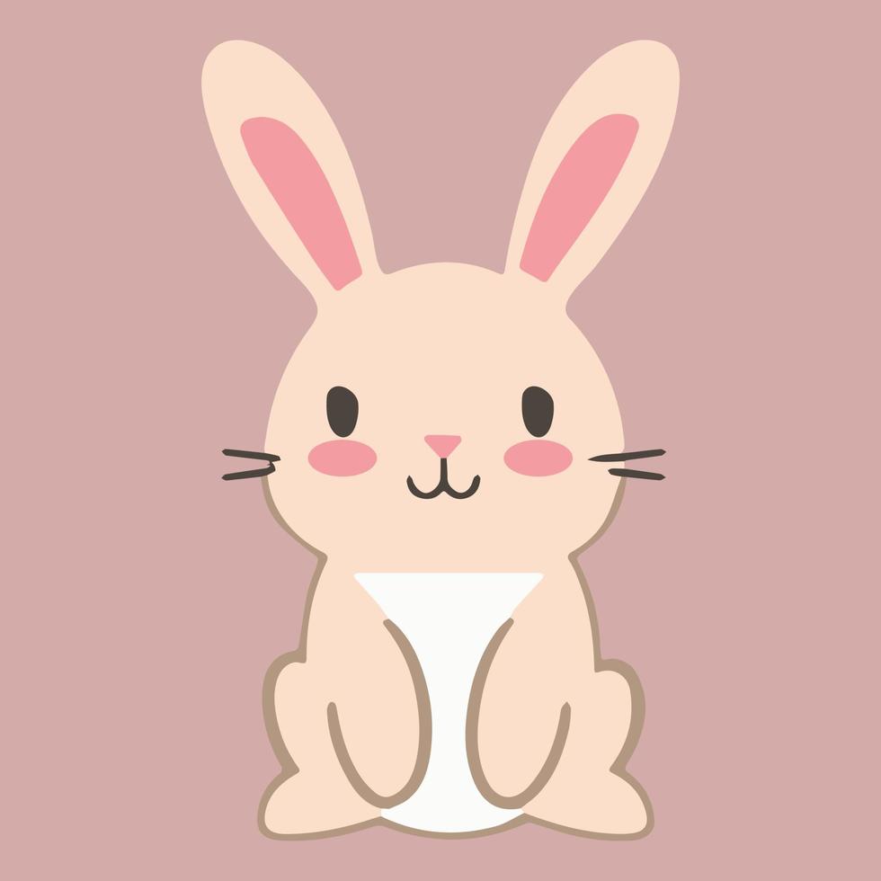 schattig gelukkig kawaii konijn vector kunst. geïsoleerd tekenfilm baby dier.