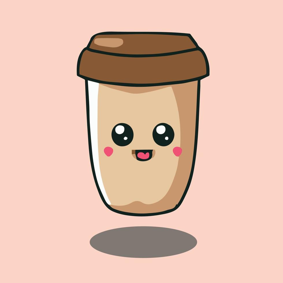 kawaii koffie kop vector illustratie van tekenfilm zoet heerlijk drank.