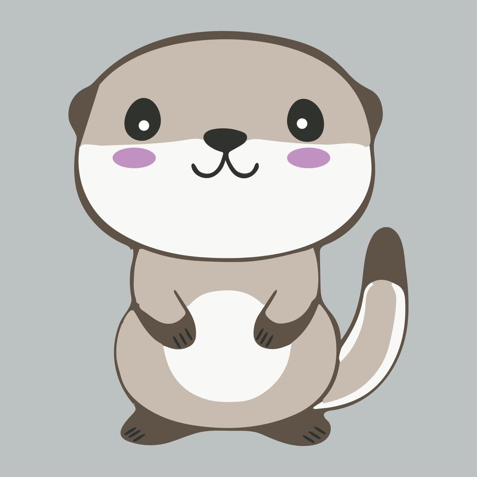 schattig aanbiddelijk Otter, tekenfilm illustratie van een gelukkig grappig baby dier. vector