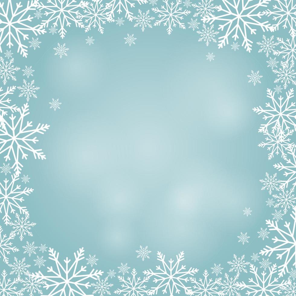 nieuw jaar sneeuwvlokken bokeh kader vector