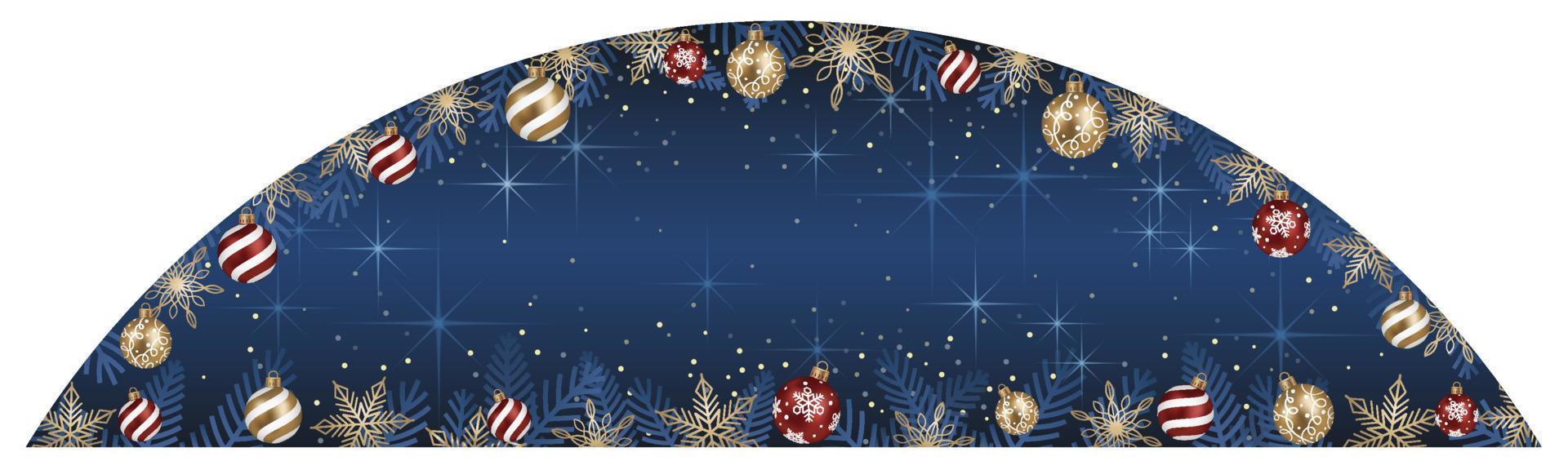 abstract vector boog kader illustratie met Kerstmis ballen en lichtgevend blauw achtergrond geïsoleerd Aan een wit achtergrond.
