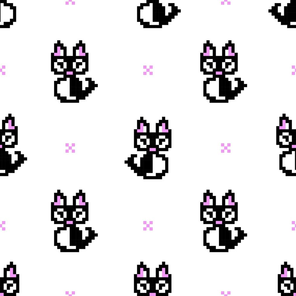 pixel kunst icoon voor video spel en afdrukken Aan verschillend Product. schattig kat. zwart katje. vector
