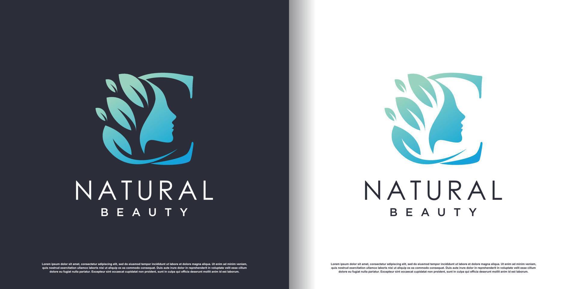 natuur schoonheid logo sjabloon met brief c concept premie vector