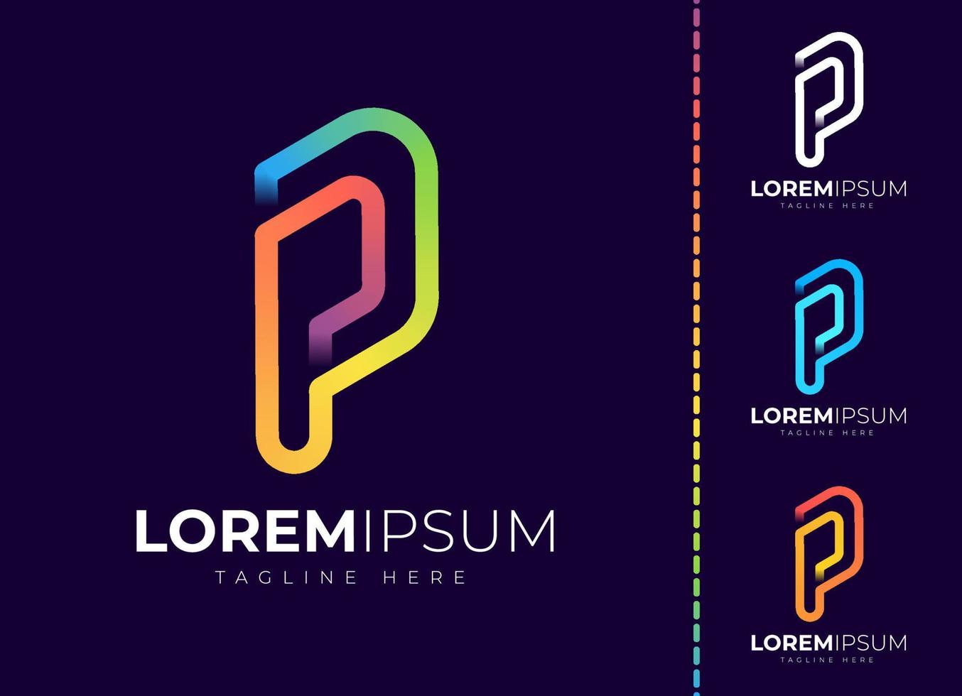 letter p logo ontwerpsjabloon. creatieve moderne trendy p typografie en kleurrijk verloop vector