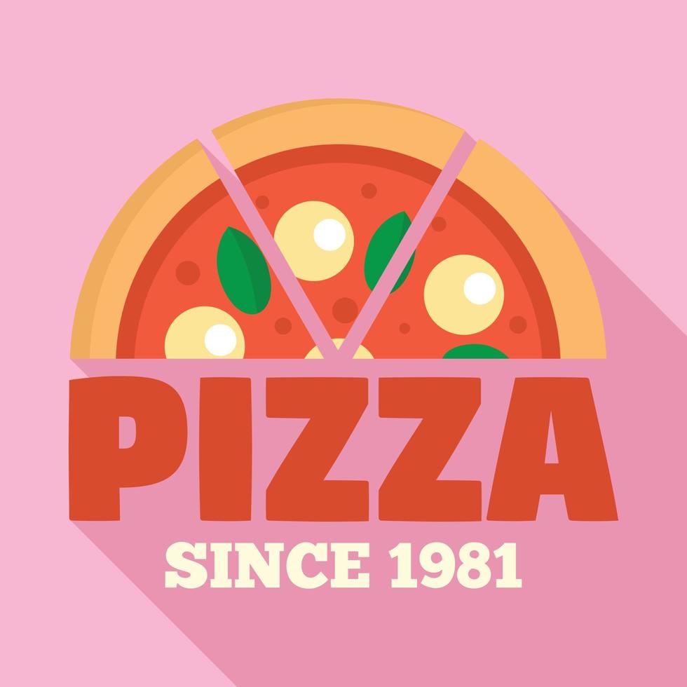 pizza sinds 1981 logo, vlak stijl vector