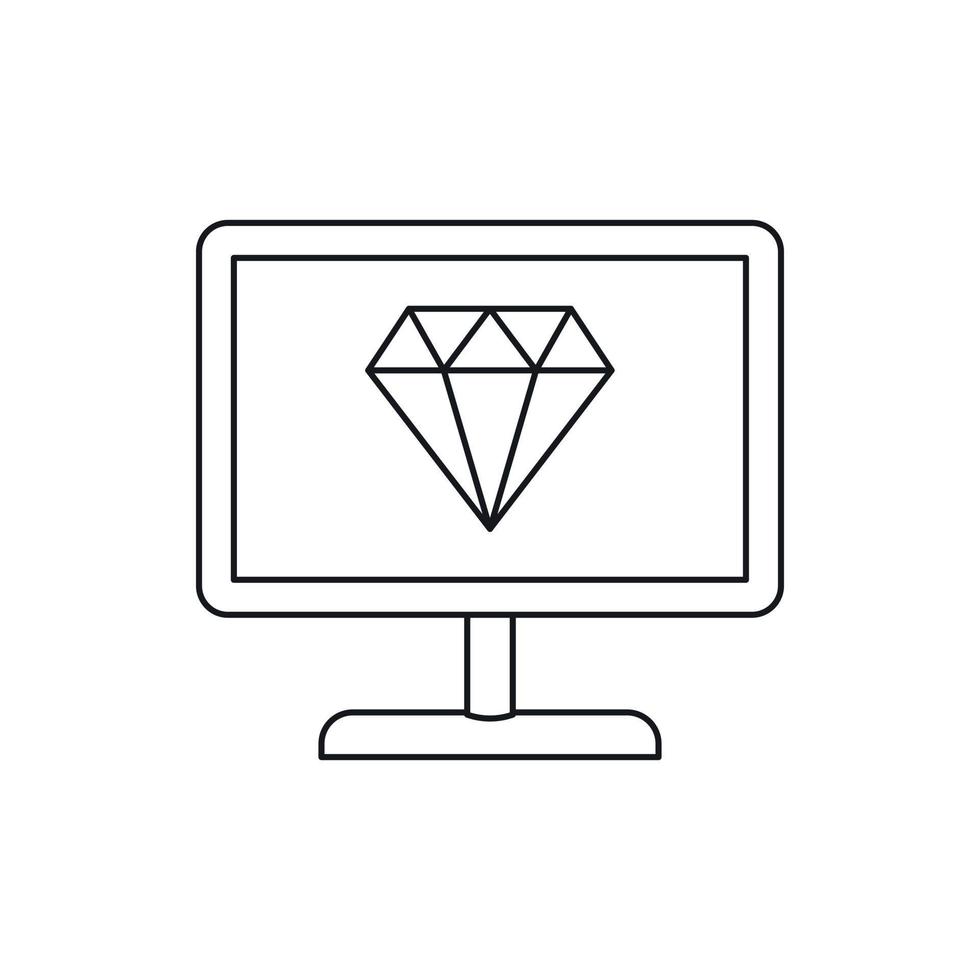 computer toezicht houden op met een diamant icoon schets stijl vector