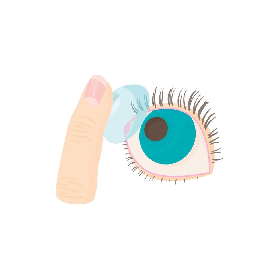 invoegen een contact lens in de oog icoon vector
