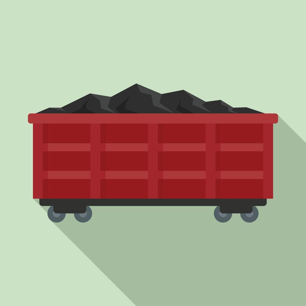 steenkool trein wagon icoon, vlak stijl vector