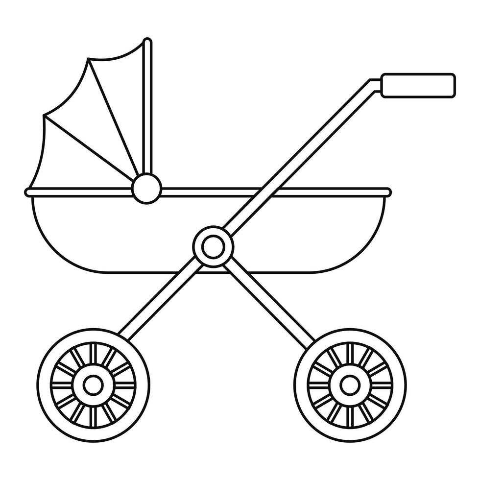 merk baby kinderwagen icoon, schets stijl vector