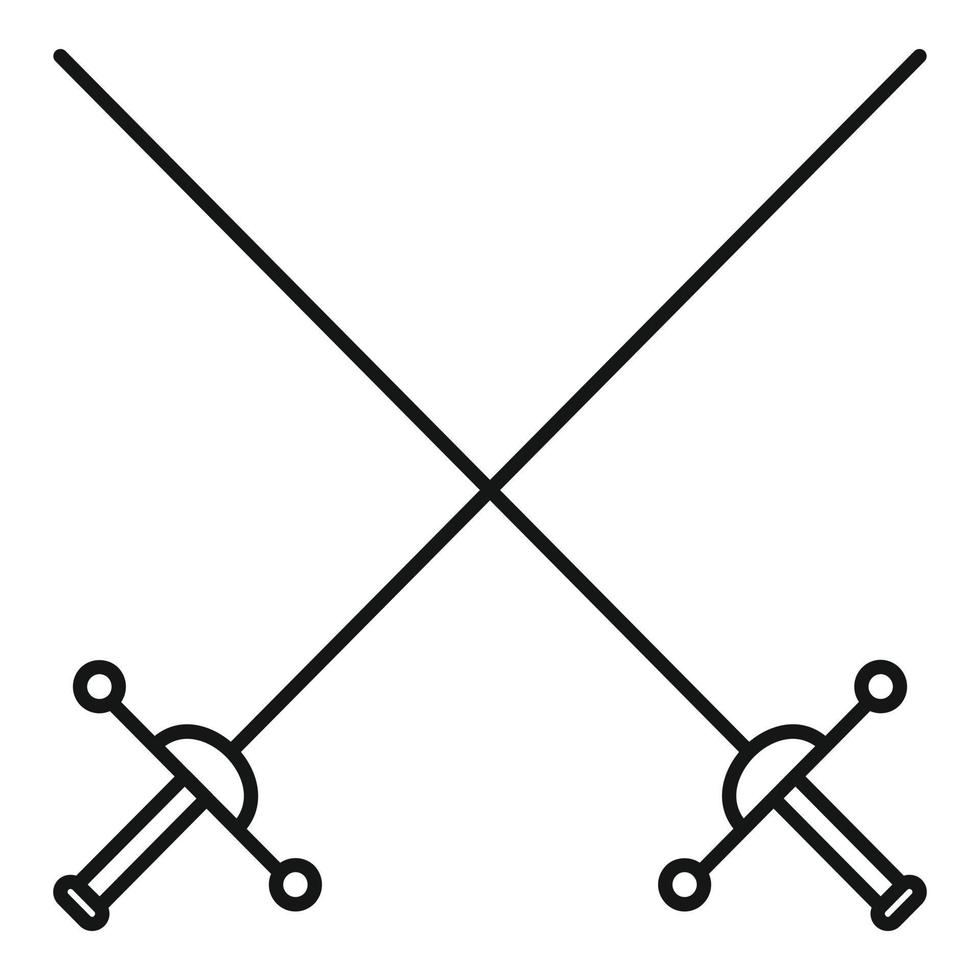 gekruiste rapiers icoon, schets stijl vector