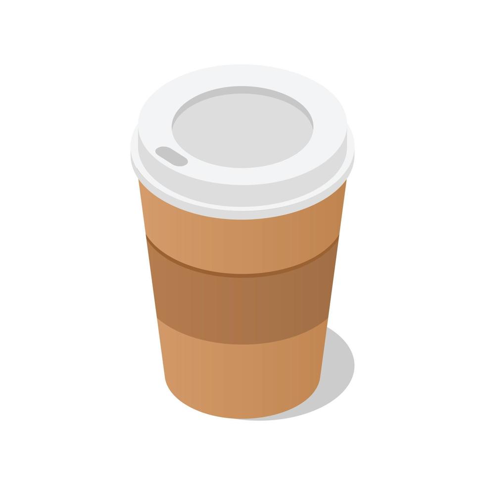 plastic koffie, thee kop icoon, isometrische stijl vector