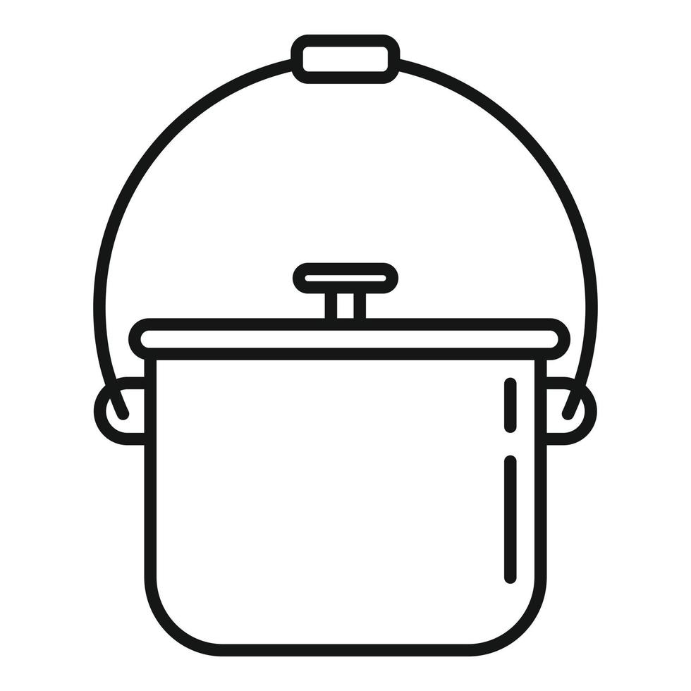 camping voedsel brand pot icoon, schets stijl vector