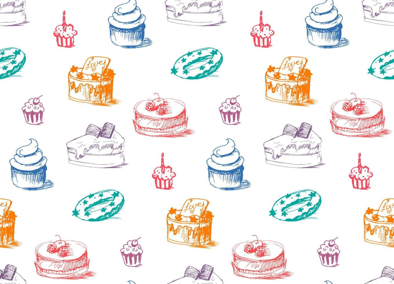 smakelijke taarten naadloze patroon vector