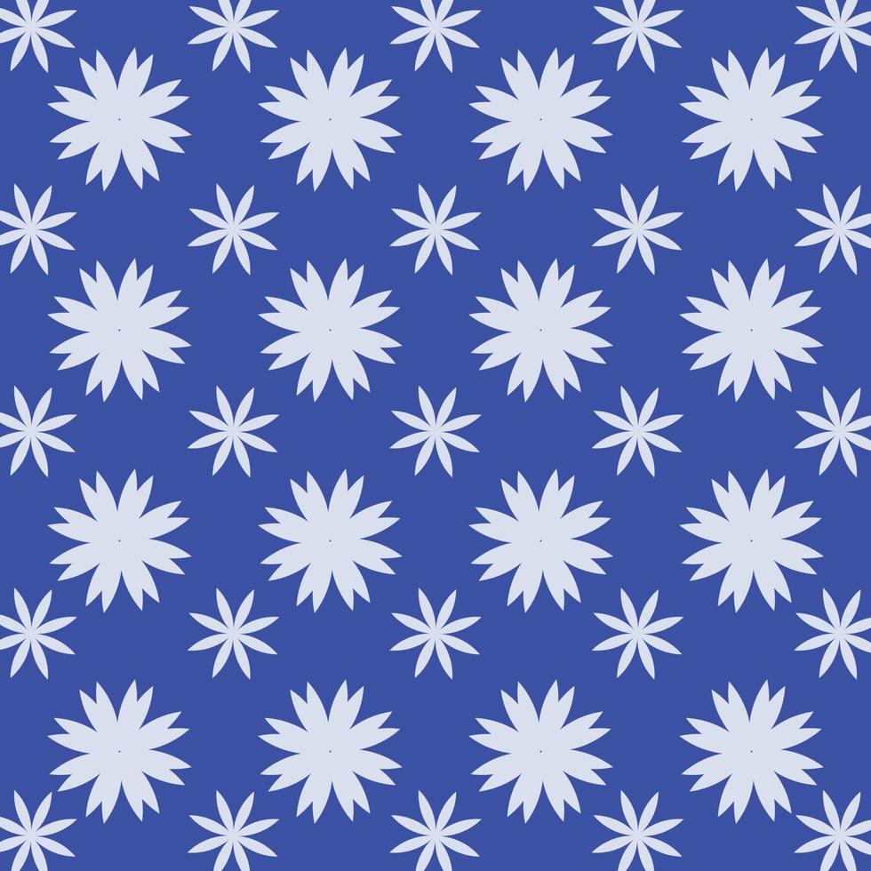 herhaald wit bloemen Aan blauw achtergrond vlak patroon ontwerp vector