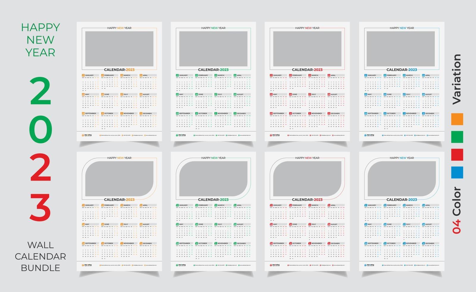 muur kalender sjabloon ontwerp 2023 vector