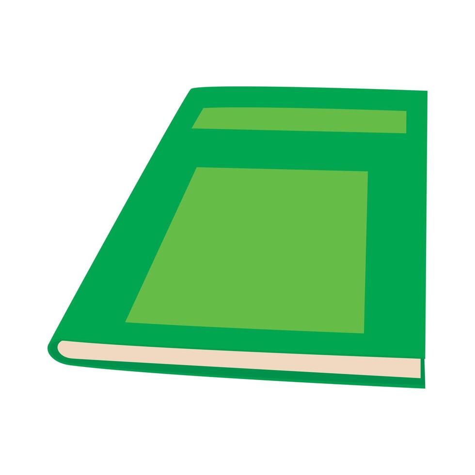 Gesloten groen boek icoon, tekenfilm stijl vector