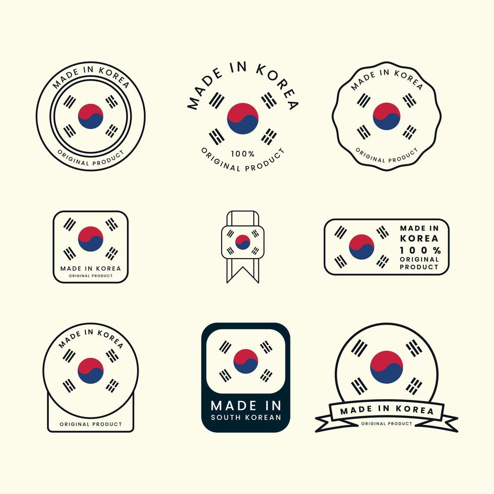 reeks gebundeld zuiden Korea vector stijl logo etiket insigne illustratie ontwerp, gemaakt in Korea icoon ontwerp