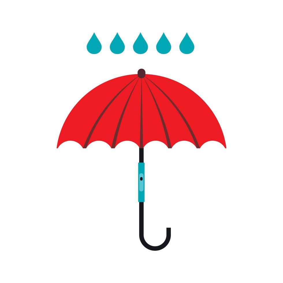 paraplu en regen icoon, vlak stijl vector
