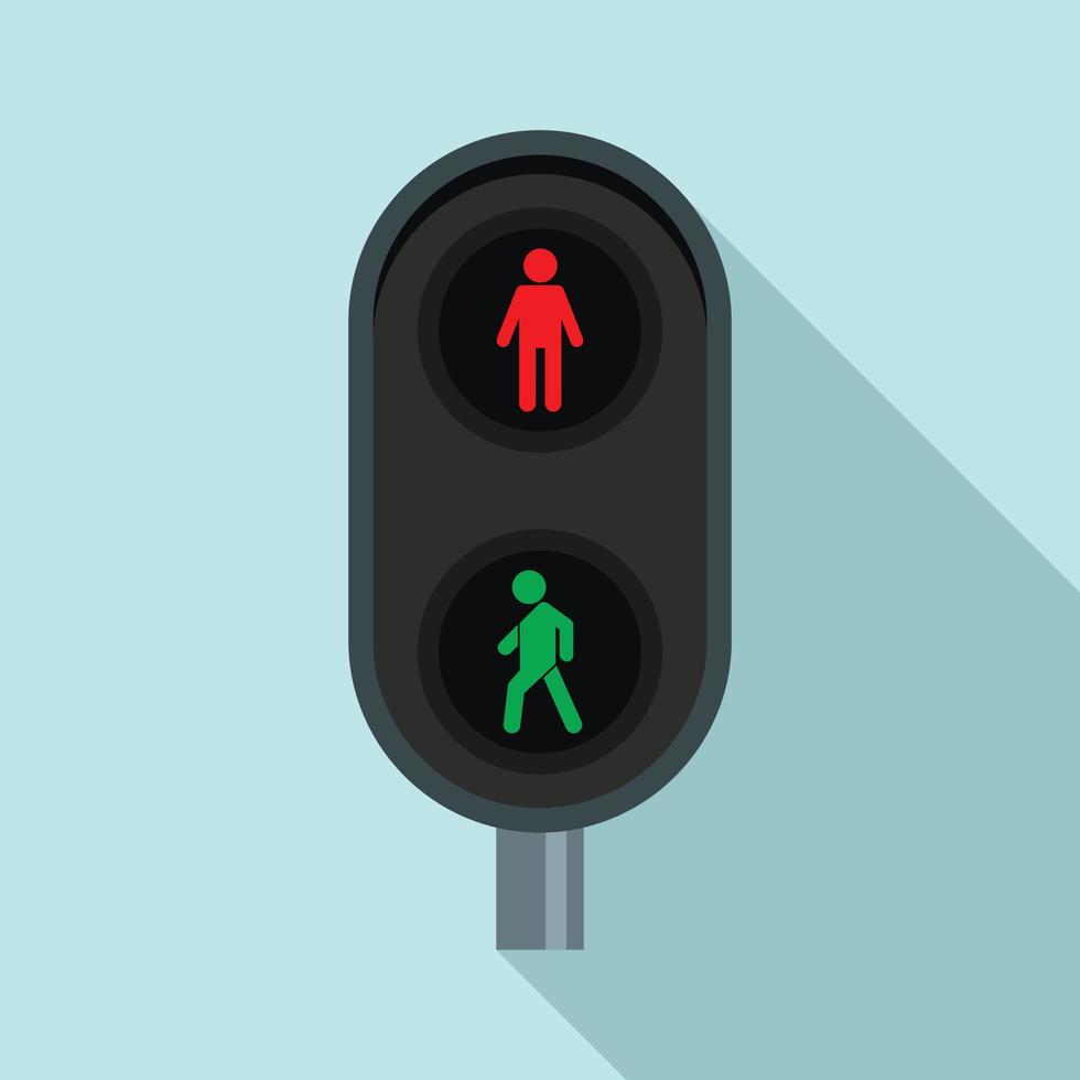 stad voetganger verkeer lichten icoon, vlak stijl vector
