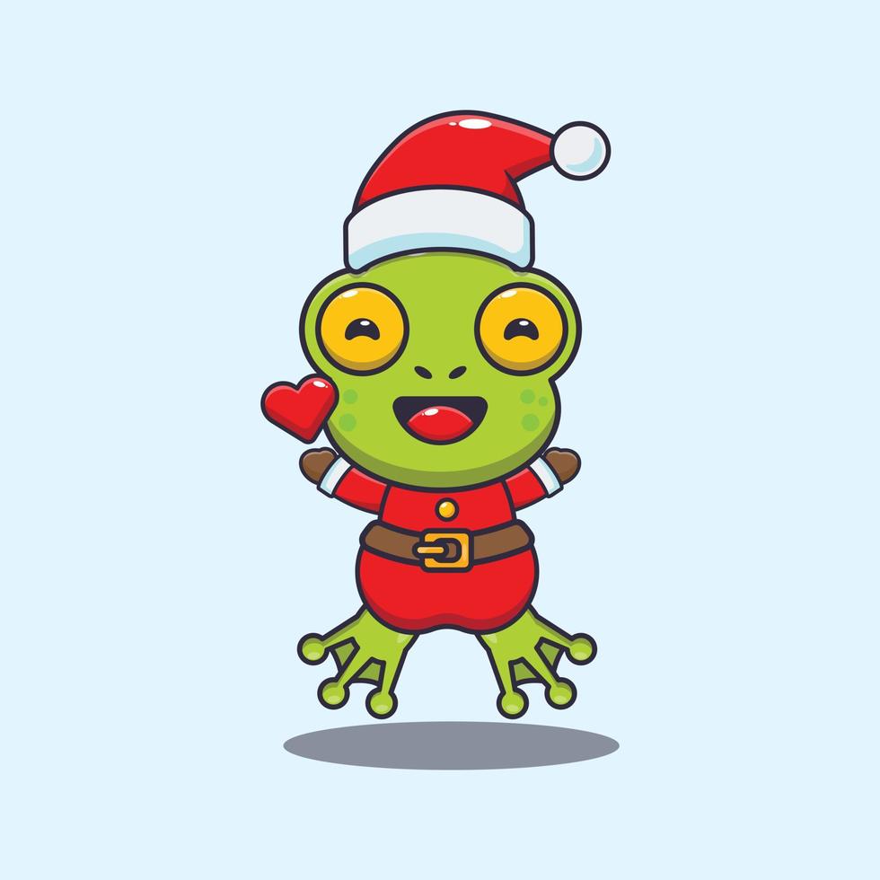 schattig kikker vervelend de kerstman kostuum. schattig Kerstmis tekenfilm illustratie. vector