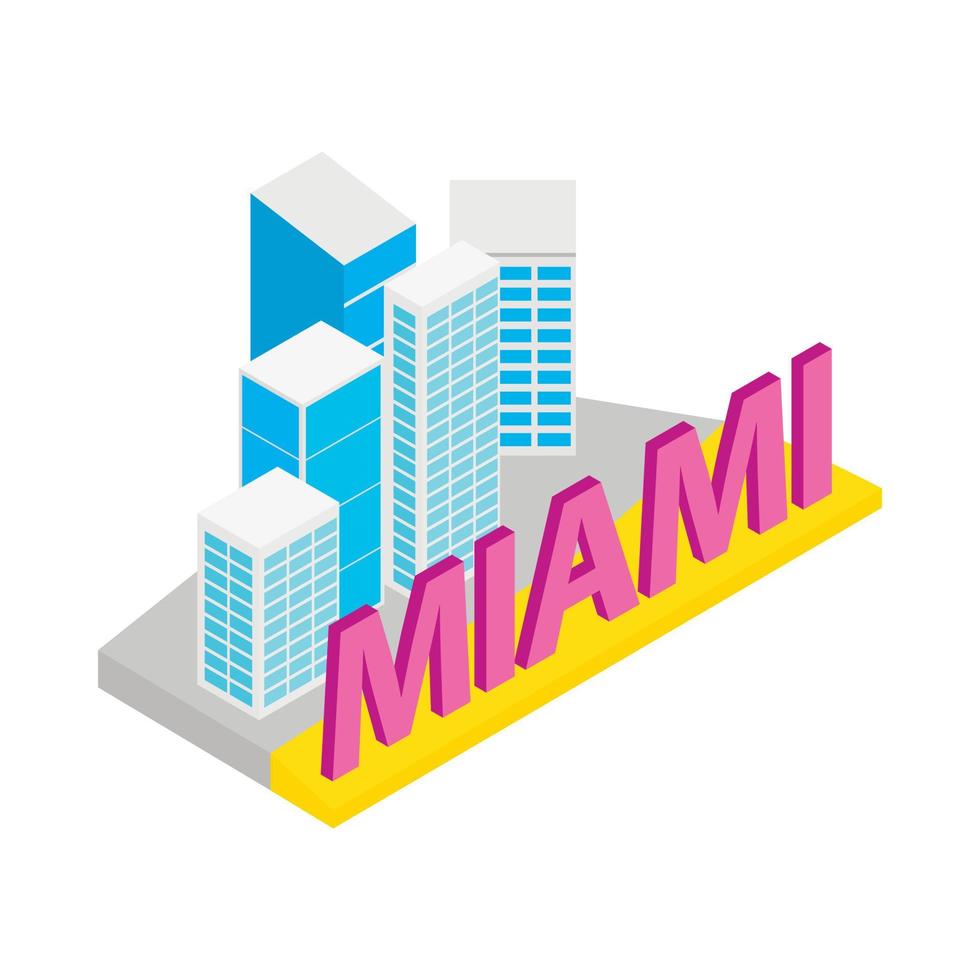 stad van Miami icoon, isometrische 3d stijl vector