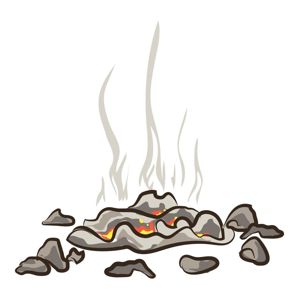 verbrand kampvuur icoon, tekenfilm stijl vector