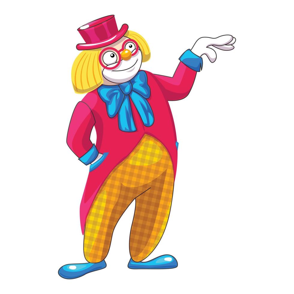 goochelaar clown icoon, tekenfilm stijl vector
