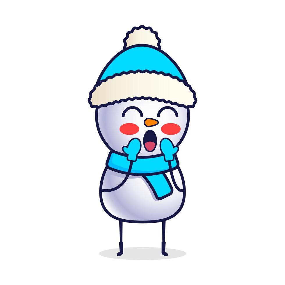 tekenfilm sneeuwman in Kerstmis hoed verlegen vector