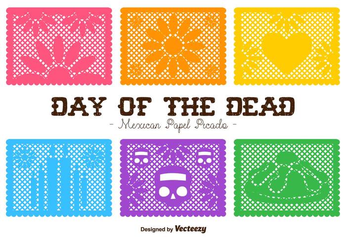 Vector Day of the Dead Cut Out Paper Compositions