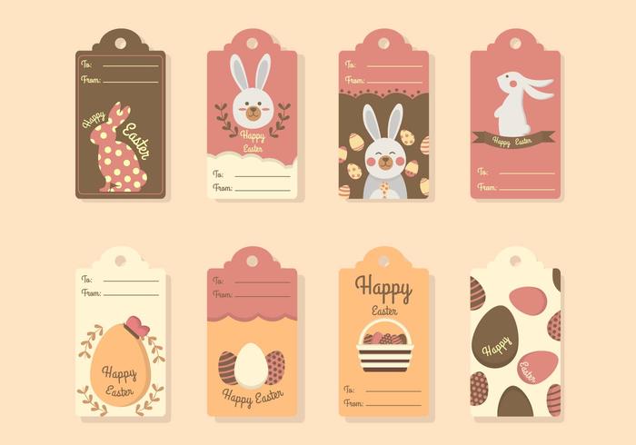 Flat Pasen Gift Tag Vectors