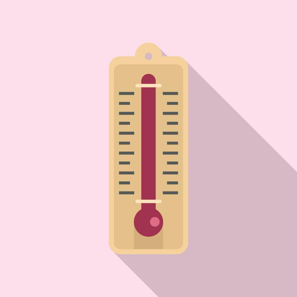 sauna hout thermometer icoon, vlak stijl vector