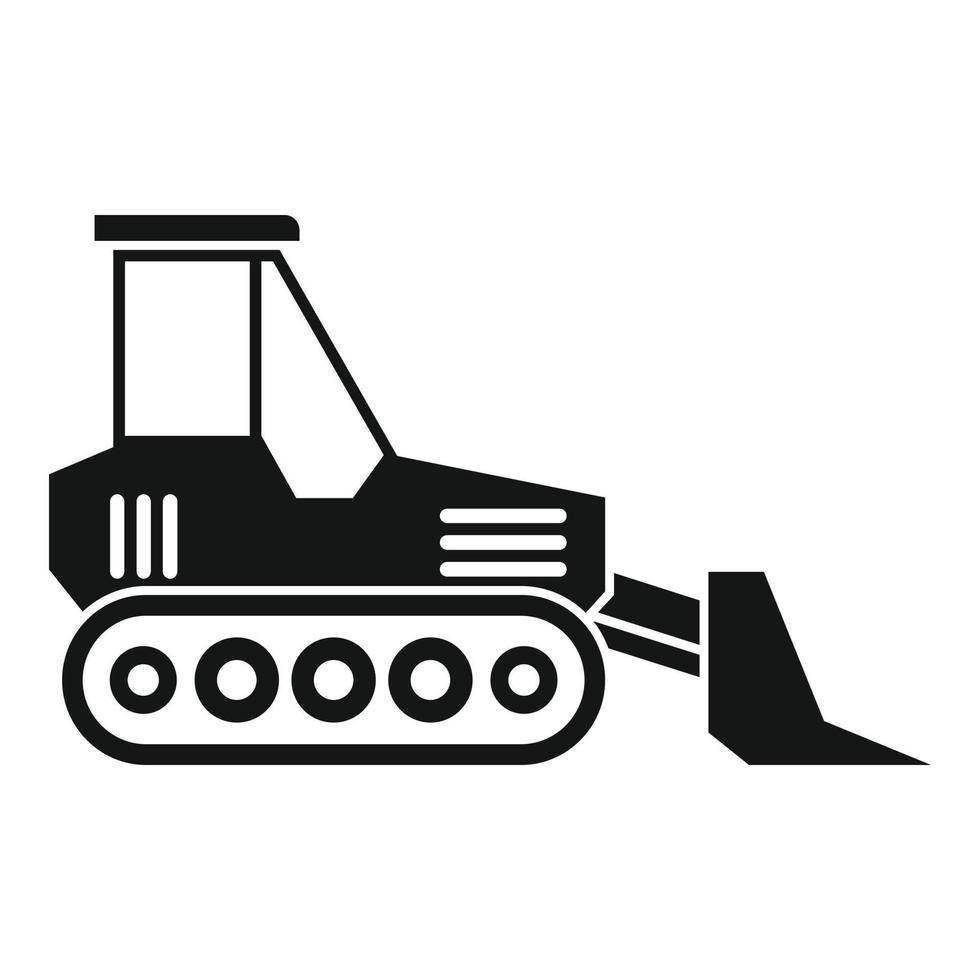 baan bulldozer icoon, gemakkelijk stijl vector