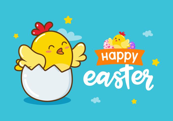 Happy Easter Chick Vector Achtergrond