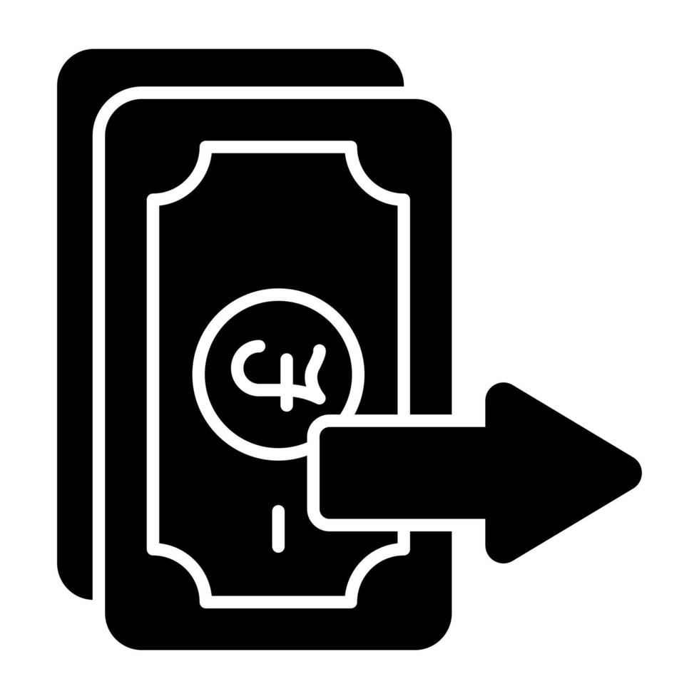 bankbiljet icoon, solide ontwerp van papier valuta vector