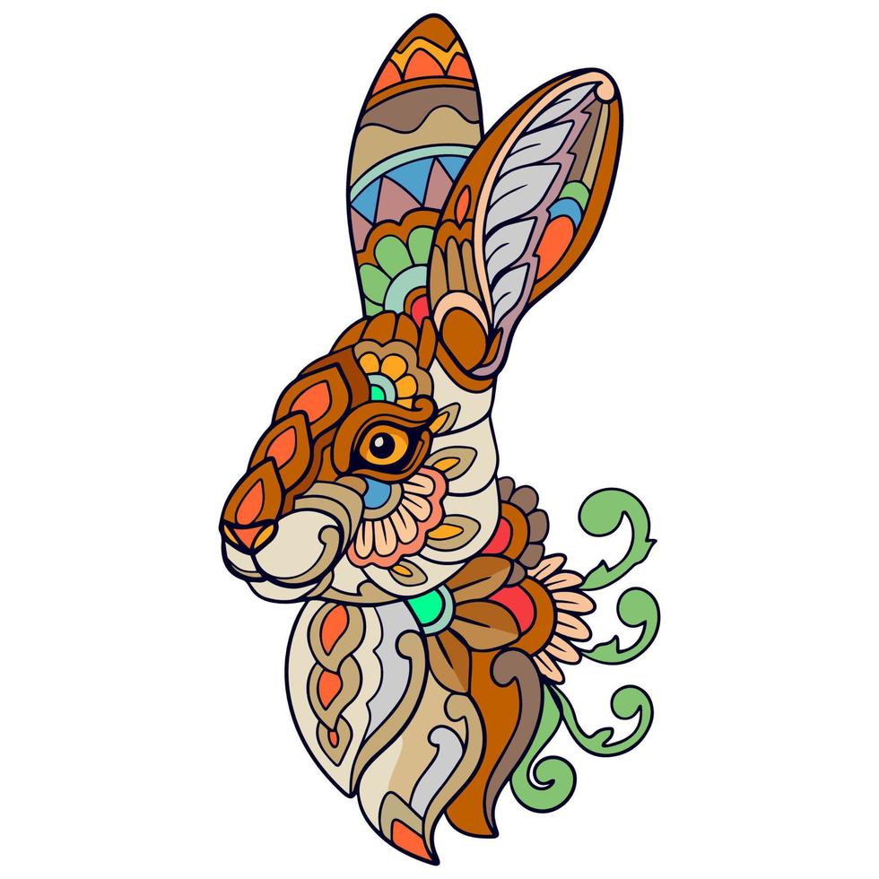 kleurrijk konijn mandala kunsten geïsoleerd Aan wit achtergrond vector